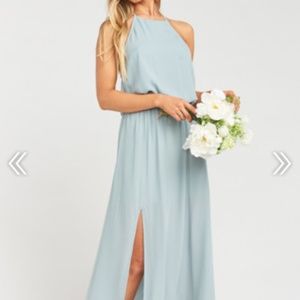 Silver Sage Crisp Heather Halter Dress Bridesmaid